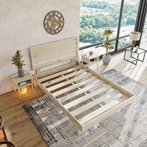 Hüma Model Vernikli Çam Ahşap Karyola ( Yatay )