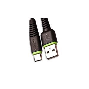 Usba To Type-c Hızlı Data Ve Şarj Kablosu 1.2m Siyah + Schitec Type-c To Usba 3.0 Otg Dönüştürücü Adaptör