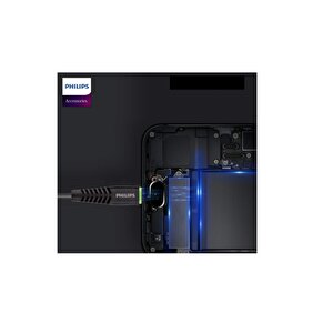 Philips Usba To Type-c Hızlı Data Ve Şarj Kablosu 1.2m Siyah + Schitec Type-c To Usba 3.0 Otg Dönüştürücü Adaptör