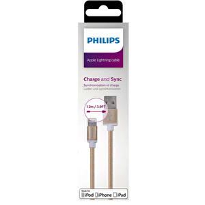 Philips Apple Mfi Lisanslı Usba To Lightning 1.2metre Hızlı Data Ve Şarj Kablosu Goldrose Dlc2508g/97