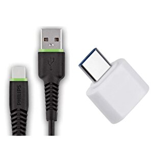 Usba To Type-c Hızlı Data Ve Şarj Kablosu 1.2m Siyah + Schitec Type-c To Usba 3.0 Dönüştürücü Adaptör
