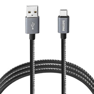 3a 60w Usba To Type-c Deri Kaplama Hızlı Şarj Ve Data Kablosu Siyah + Schitec Type-c To Usba 3.0 Otg Dönüştürücü Adaptör