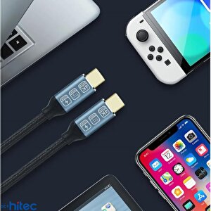 Schitec 5a 100w 20gps 4k 60hz Type-c To Type-c 4.0 Gen2 Hızlı Data Ve Şarj Kablosu Örgülü 2metre Siyah