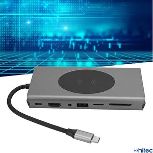 Schitec 15in1 Hub Kablosuz Şarj/type-c To 4k Hdmi/usba 3.0/tf Sd/vga/3.5mm/aux/pd/rj45 Gigabit Ethernet Dönüştürücü Adaptör