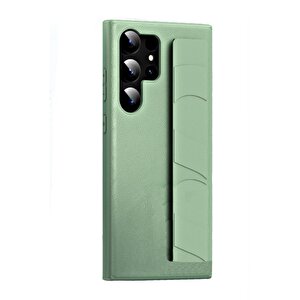 Schitec Samsung Galaxy S24 Ultra Uyumlu Premium Case Parmak Askılı Telefon Kılıfı Yeşil