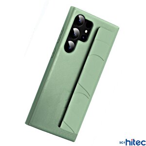 Schitec Samsung Galaxy S24 Ultra Uyumlu Premium Case Parmak Askılı Telefon Kılıfı Yeşil