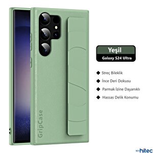 Schitec Samsung Galaxy S24 Ultra Uyumlu Premium Case Parmak Askılı Telefon Kılıfı Yeşil