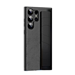 Schitec Samsung Galaxy S24 Ultra Uyumlu Premium  Case Parmak Askılı Telefon Kılıfı Siyah