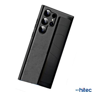 Schitec Samsung Galaxy S24 Ultra Uyumlu Premium  Case Parmak Askılı Telefon Kılıfı Siyah