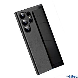 Schitec Samsung Galaxy S24 Ultra Uyumlu Premium  Case Parmak Askılı Telefon Kılıfı Siyah