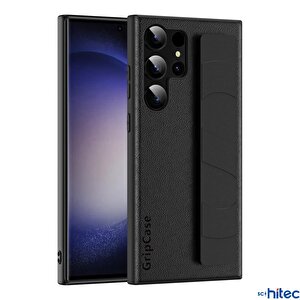 Schitec Samsung Galaxy S24 Ultra Uyumlu Premium  Case Parmak Askılı Telefon Kılıfı Siyah