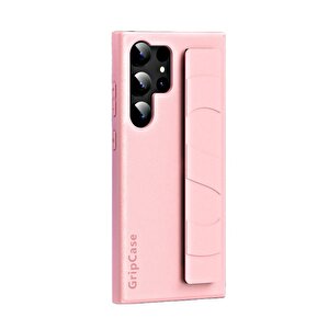 Schitec Samsung Galaxy S24 Ultra Uyumlu Premium Case Parmak Askılı Telefon Kılıfı Pembe
