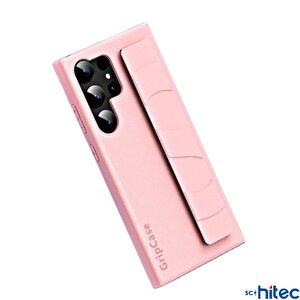 Schitec Samsung Galaxy S24 Ultra Uyumlu Premium Case Parmak Askılı Telefon Kılıfı Pembe