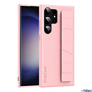 Schitec Samsung Galaxy S24 Ultra Uyumlu Premium Case Parmak Askılı Telefon Kılıfı Pembe