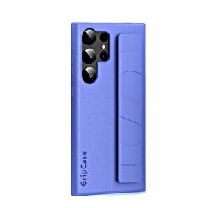 Schitec Samsung Galaxy S24 Ultra Uyumlu Premium Case Parmak Askılı Telefon Kılıfı Mavi