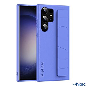 Schitec Samsung Galaxy S24 Ultra Uyumlu Premium Case Parmak Askılı Telefon Kılıfı Mavi