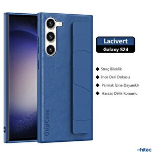 Schitec Samsung Galaxy S24 Uyumlu Premium Case Parmak Askılı Telefon Kılıfı Lacivert