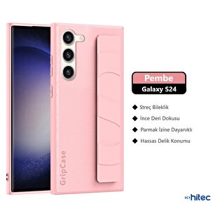 Schitec Samsung Galaxy S24 Uyumlu Premium Case Parmak Askılı Telefon Kılıfı Pembe