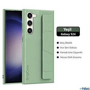 Schitec Samsung Galaxy S24 Uyumlu Premium Case Parmak Askılı Telefon Kılıfı Yeşil