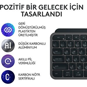 Logitech Mx Keys S Gelişmiş Aydınlatmalı Tam Boyutlu Kablosuz Türkçe Q Klavye - Siyah