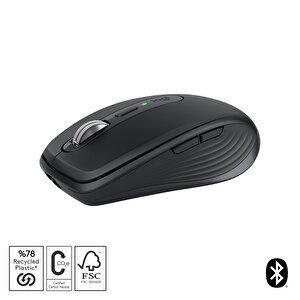 Logitech Mx Anywhere 3s Kompakt 8000 Dpi Optik Sensörlü Sessiz Bluetooth Kablosuz Mouse - Siyah