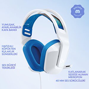 Logitech G335 Kablolu Kulak Üstü Oyuncu Kulaklığı Beyaz 981-001018