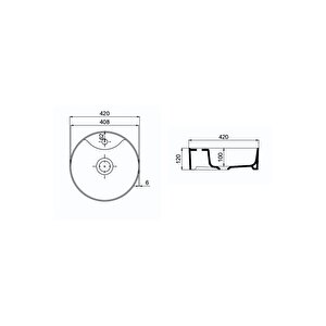 "bianzo" Tezgah Üstü Lavabo, Batarya Delikli, 42 Cm Mat Siyah