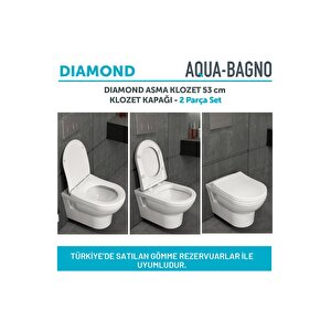 Diamond Asma Klozet Beyaz + Yavaş Kapanan Tak Çıkar Klozet Kapak Set -2 Parça
