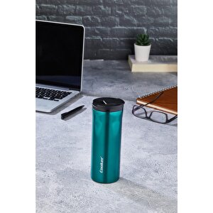 Çelik Kupa Bardak Termos - 400 Ml Paslanmaz Çelik Mug Bardak Yeşil 2041