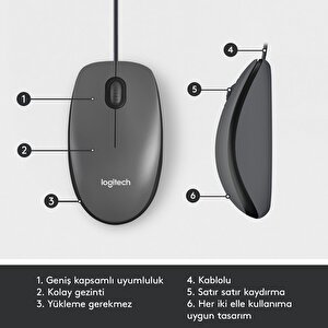 Logitech M100 Kablolu 1.000 Dpi Usb Optik Mouse - Siyah