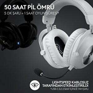 G Pro X 2 Lightspeed Kablosuz Dts:x Headphone 2.0 - 7.1 Surround Ses Oyun Kulaklığı - Beyaz