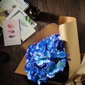 Yapay Çiçek Ortanca Çiçeği Demeti 43 Cm Mavi Koyu