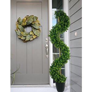 Yapay Ağaç Spiral Şimşir Ağacı 160cm Bambu Saplı Salon Bitkisi Düz Yeşil