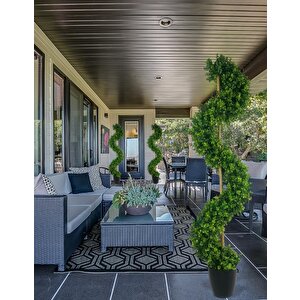 Yapay Ağaç Spiral Şimşir Ağacı 160cm Bambu Saplı Salon Bitkisi Düz Yeşil