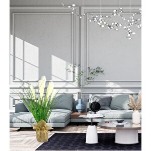 Yapay Çiçek Beyaz Püskül Grass Keten Saksılı Panpas 80*40cm Saz