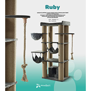 Ruby Kedi̇ Tırmalama Lüks Yuvali Halat Oyuncaklı Yüksek Ürün