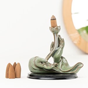 Zen Lotus El Temalı Geri Akışlı Şelale Tütsülük
