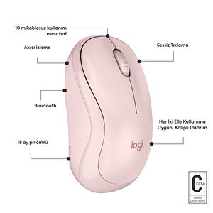 Logitech M240 Sessiz Kompakt Kablosuz Bluetooth Mouse - Pembe