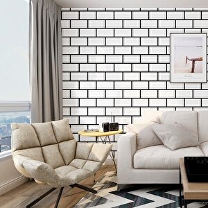 6 Adet 60x30cm Beyaz Tuğla Desen Yapışkanlı Karavan Prefabrik Banyo Wc Duvar Paneli Shiny-19