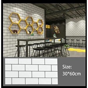 6 Adet 60x30cm Beyaz Tuğla Desen Yapışkanlı Karavan Prefabrik Banyo Wc Duvar Paneli Shiny-19