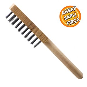 Ahşap Saplı Tel Fırça Kir Pas Mangal Barbekü Izgara Çok Amaçlı Temizleme Fırçası No 5