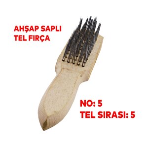 Ahşap Saplı Tel Fırça Kir Pas Mangal Barbekü Izgara Çok Amaçlı Temizleme Fırçası No 5