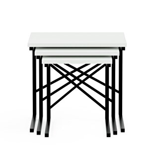 Zg1 3 Lü Zigon Sehpa Metal Sehpa - Beyaz