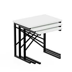 Zg1 3 Lü Zigon Sehpa Metal Sehpa - Beyaz
