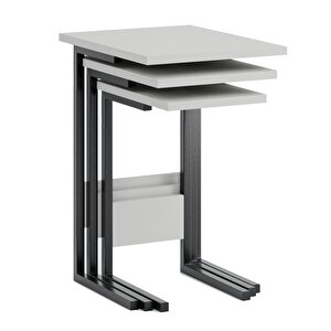 Ceramical Zg3  Zigon Sehpa, Üçlü, Beyaz