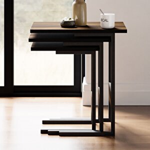 Ceramical Zg3  Zigon Sehpa, Üçlü, Ceviz