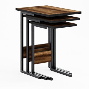Ceramical Zg3  Zigon Sehpa, Üçlü, Ceviz