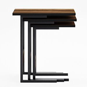 Ceramical Zg3  Zigon Sehpa, Üçlü, Ceviz