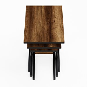 Ceramical Zg3  Zigon Sehpa, Üçlü, Ceviz