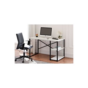 Msr Raflı Çalışma Masası, Beyaz, 60x120 Cm Beyaz